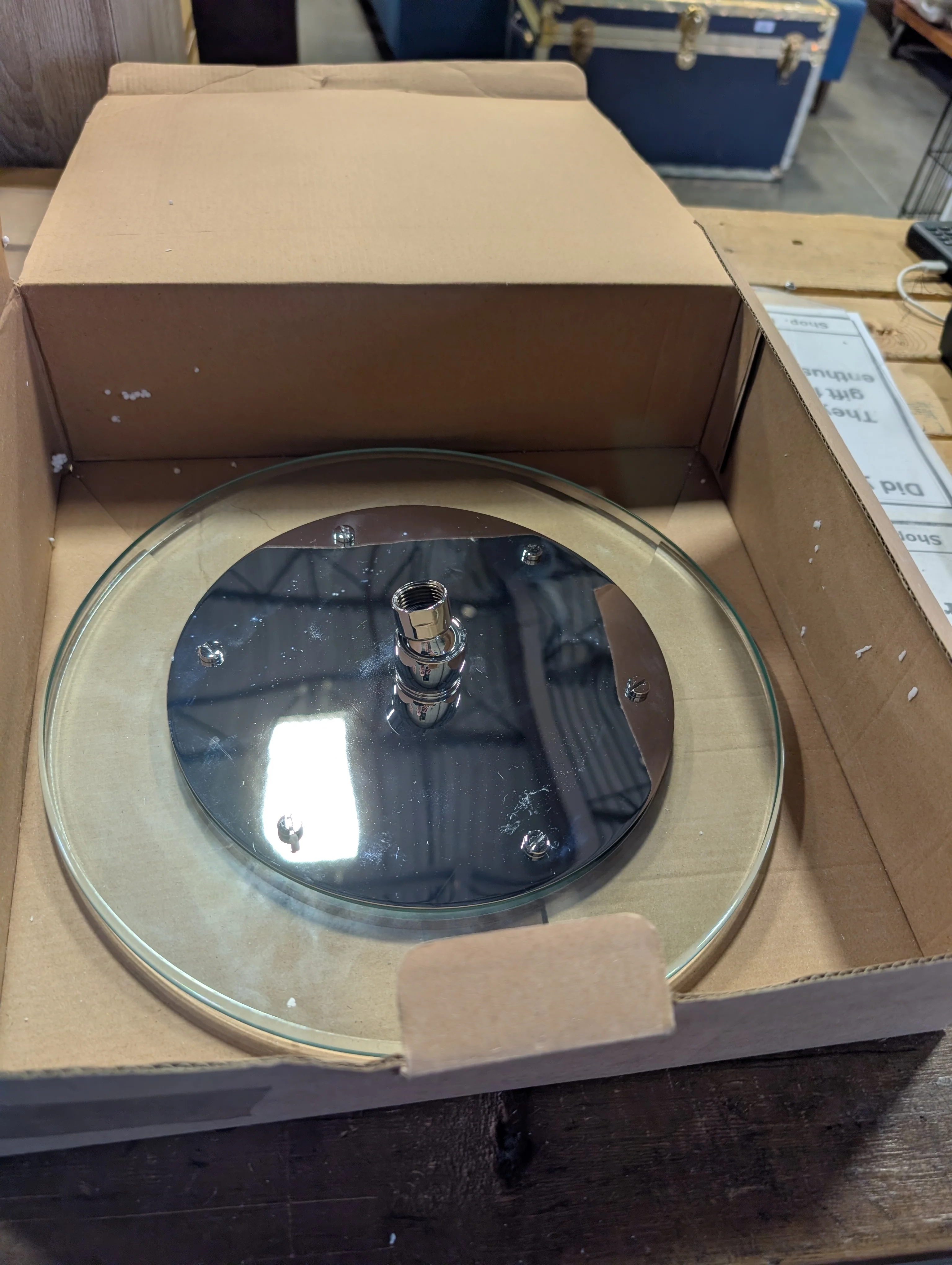 12.5"x12.5" Round Chrome/Glass Shower Head (New) - Image 2