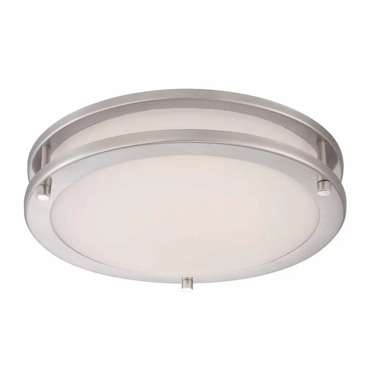 12-inch 120W Equivalent Brushed Nickel Integrated LED Flush Mount & Frosted White Glass Shade (new)