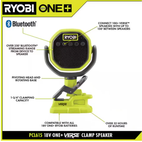 18V ONE+ Cordless VERSE Clamp Speaker (Tool Only) - Image 5