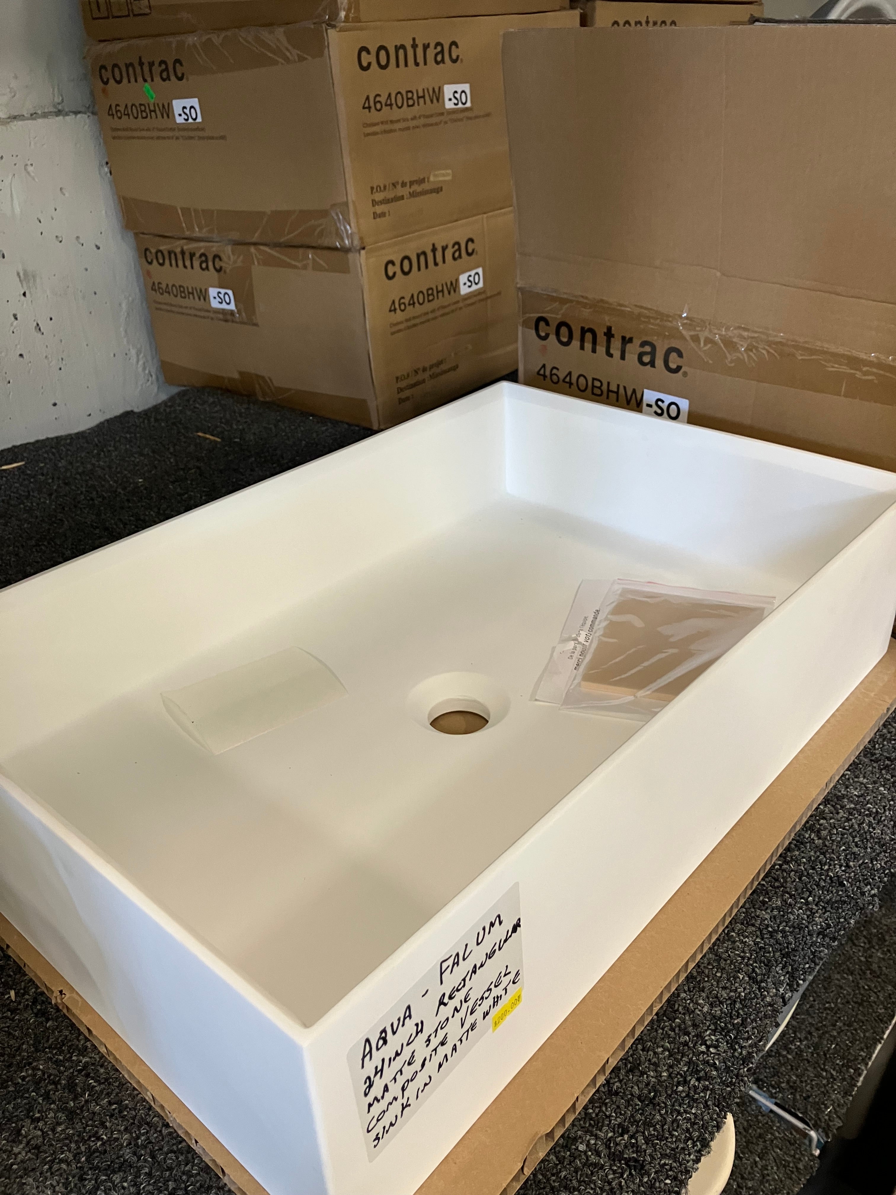 Agua Canada 24” Rectangular Matte Stone Composite Vessel Sink (new) - Image 4