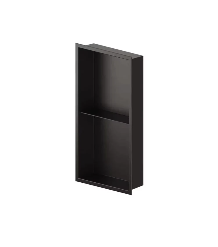Agua Canada Stainless Steel Double Shelf Shower Wall Niche in Matte Black (New) - Image 5