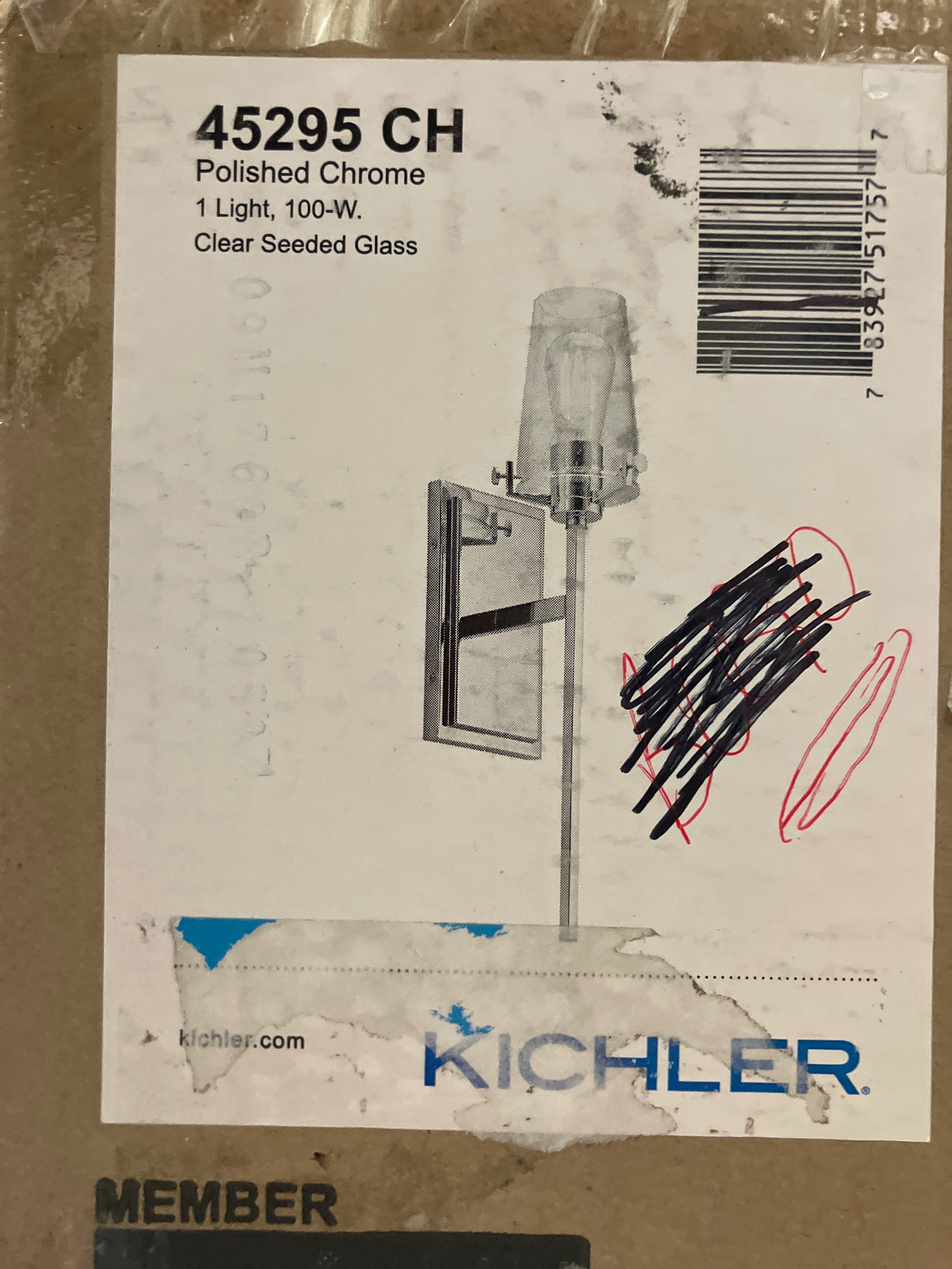 Alton 1 Light 100W Clear Seeded Glass Wall Sconce (New) - Image 2