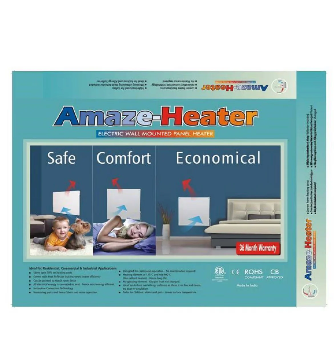 Amaze Heater 250-Watt Ceramic Electric Wall Mounted Room Heater (new) - Image 3