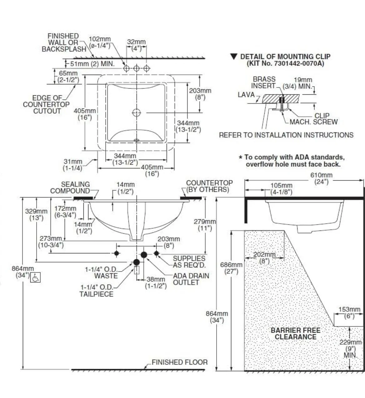 American Standard 0426000.020 Studio Care 13 by 13-Inch Under Counter Lavatory Sink, White (new) - Image 4