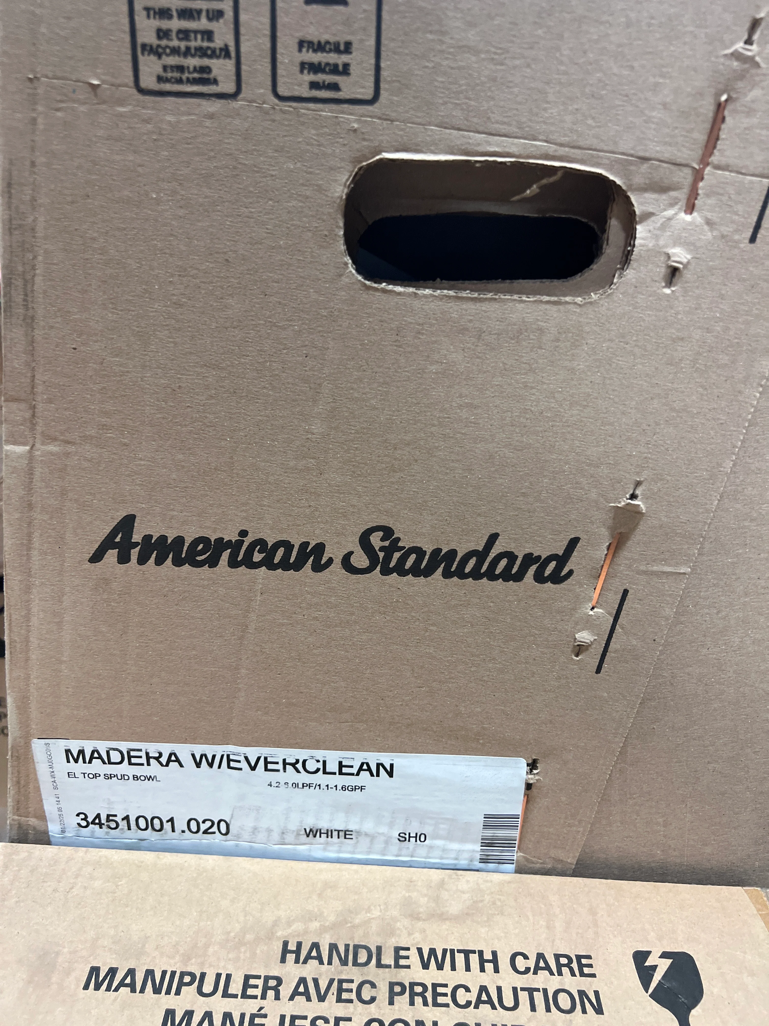 American Standard 3451.001.020 Madera Everclean 15-Inch Universal Top Spud Floor Mount Toilet Bowl, White (new) - Image 2