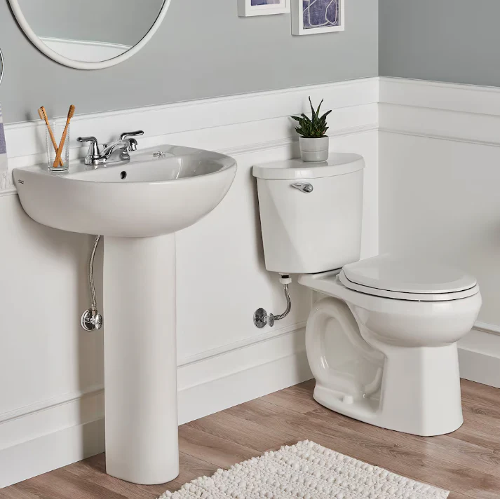 American Standard Mainstream 2-Piece 4.8 Lpf Single Flush Chair Height Round Front Toilet in white - Image 4