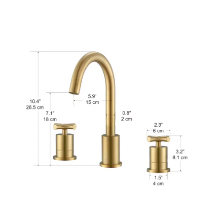 Ancona Ava 8-inch Widespread Cross 2-Handle Bathroom Faucet in Titanium Gold - Image 3