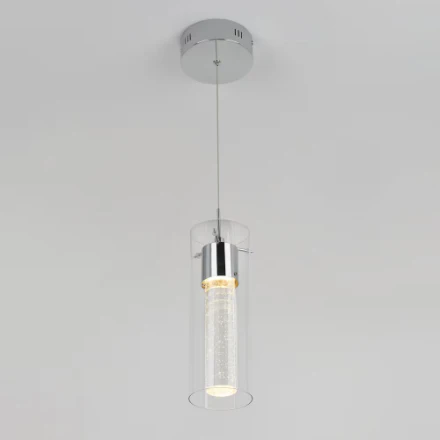 Artika Essence 1-light 8.5W Stainless Steel Integrated LED Pendant Light With Bubble Glass Diffuser (New) - Image 2