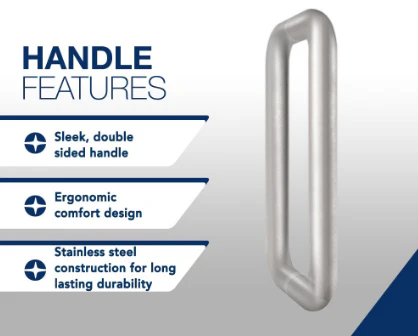 Aston Kinkade XL 22.25 - 22.75" x 80" Frameless Hinged Shower Door with Clear Glass in Stainless Steel - Image 3
