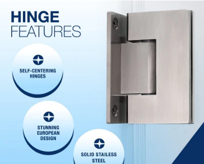 Aston Kinkade XL 22.25 - 22.75" x 80" Frameless Hinged Shower Door with Clear Glass in Stainless Steel - Image 4