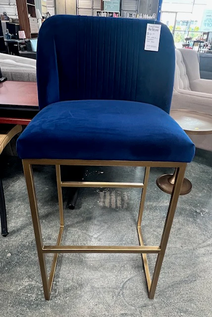 Blue Fabric Barstool (new)