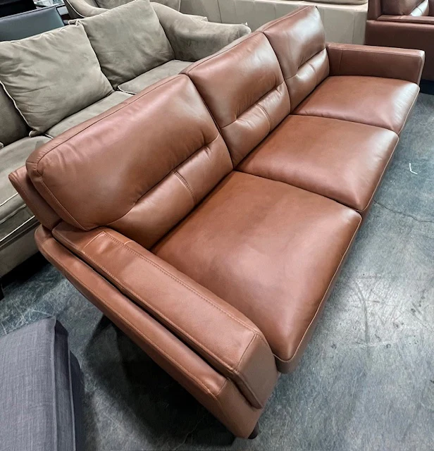 Brown Leather Couch (used) - Image 2