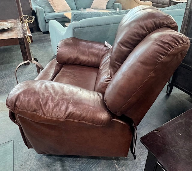 Brown Leather Reclining Armchair (used) - Image 2