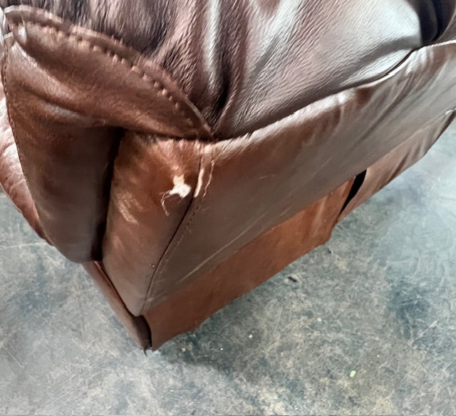 Brown Leather Reclining Loveseat (used) - Image 4