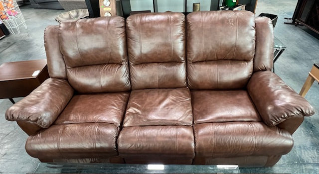 Brown Leather Reclining Three Seater (used)