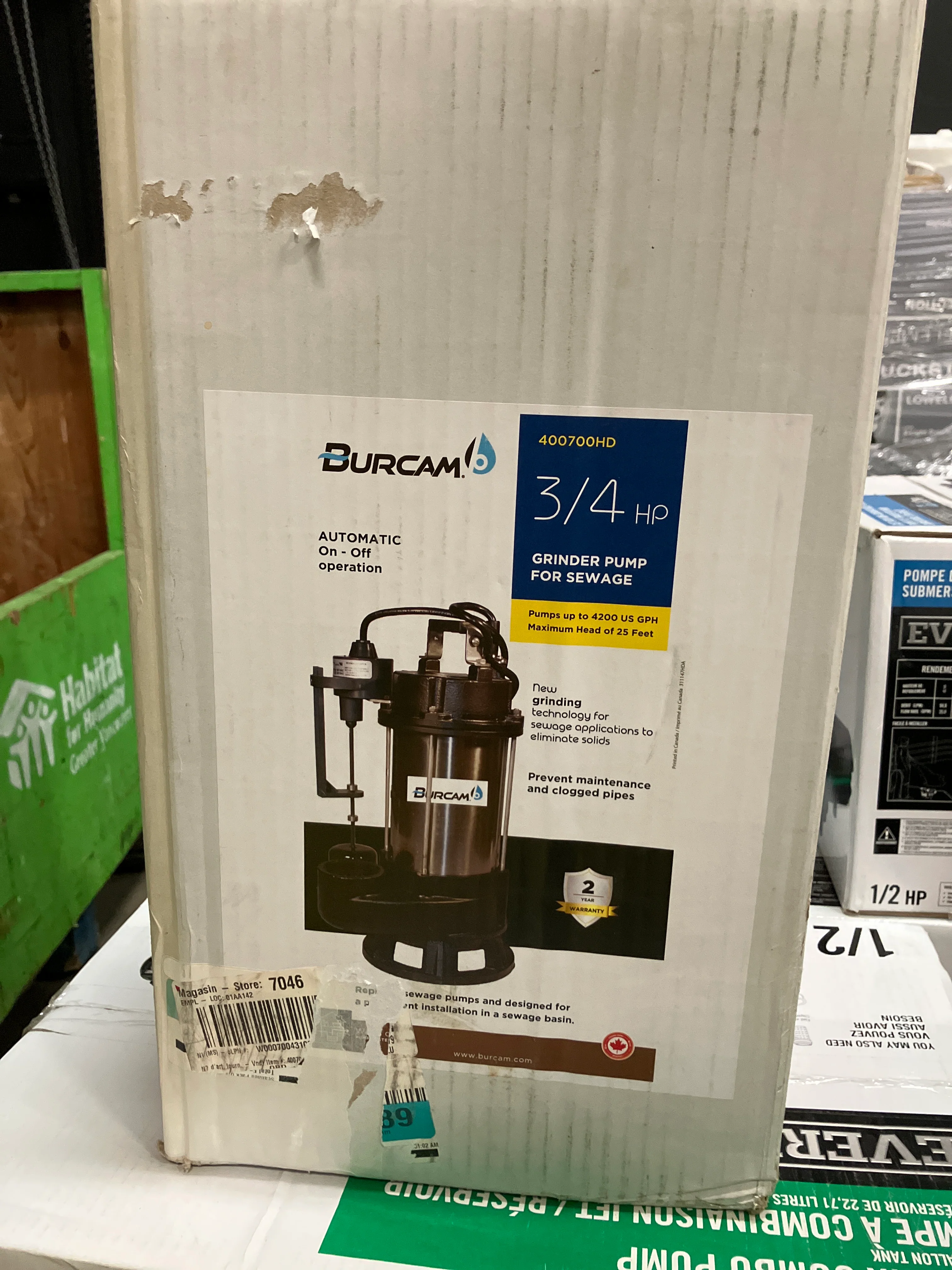 Burcam 3/4 HP Grinder Pump for Sewage (new) - Image 3