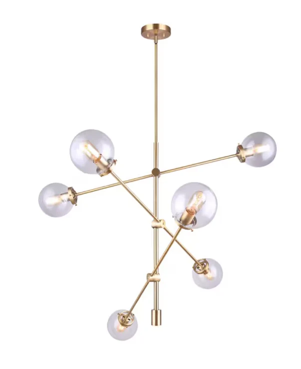 Canarm KYLO 6-Light Gold Chandelier with Clear Glass
