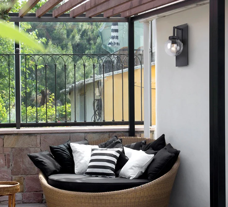 Canarm RYLAN 1-Light Black Outdoor Wall Sconce with Clear Glass Shade (New) - Image 2
