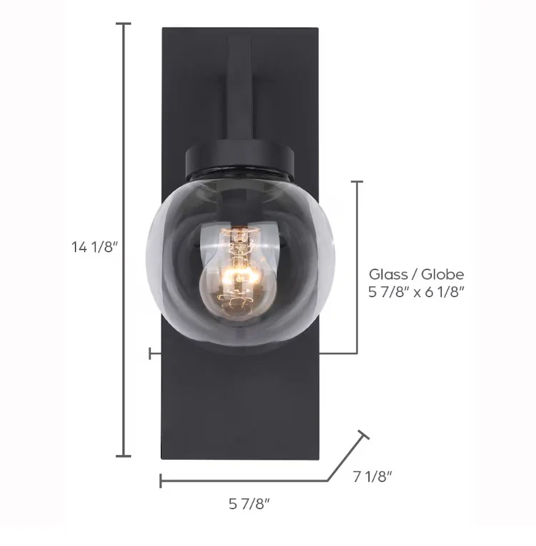 Canarm RYLAN 1-Light Black Outdoor Wall Sconce with Clear Glass Shade (New) - Image 3