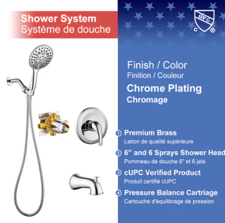 Chrome Tub & Shower Faucet Set (new) - Image 3