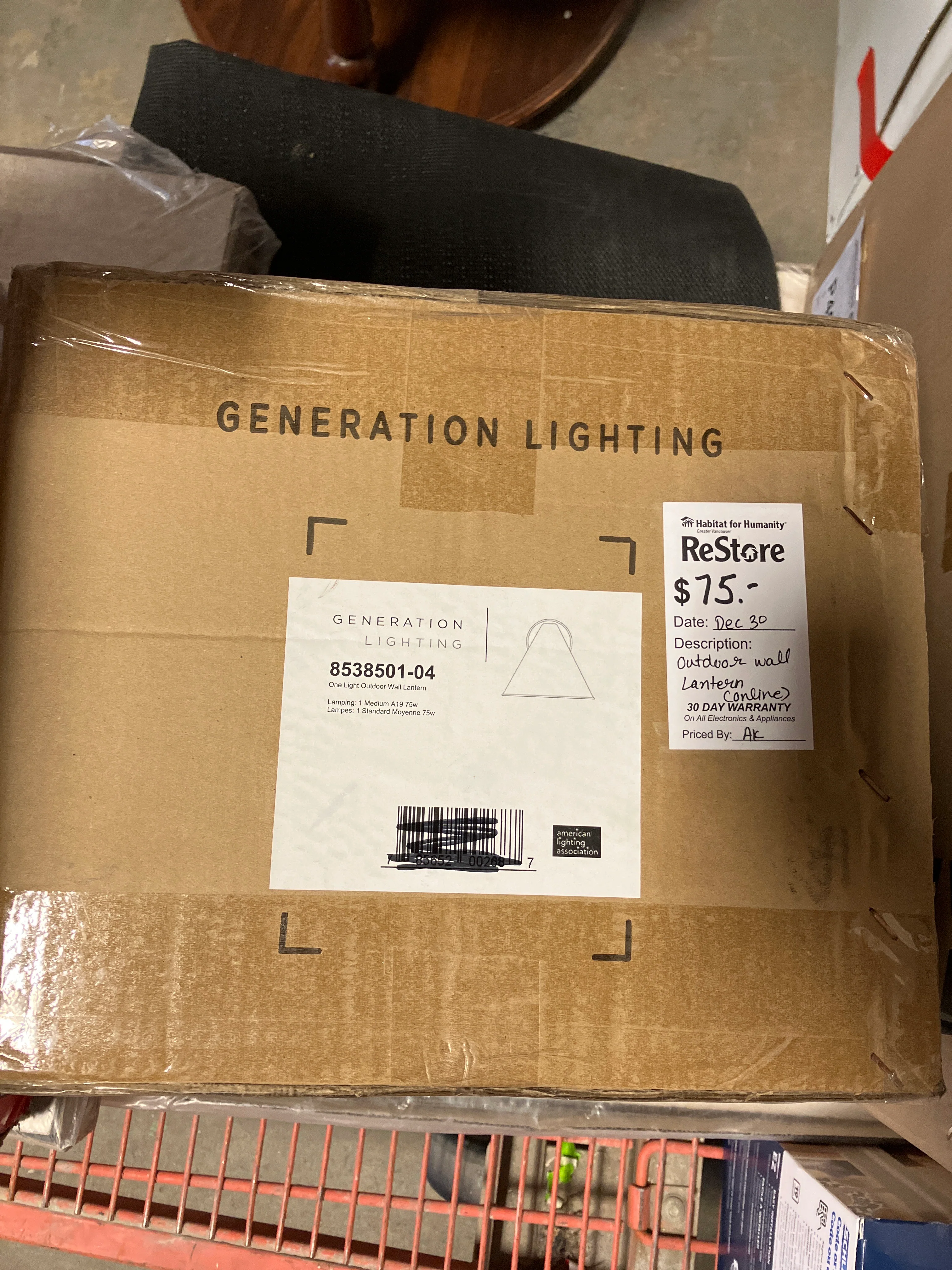 Generation Lighting Crittenden 75w. 1-Light Satin Aluminum Medium Outdoor Wall Lantern (New) - Image 3