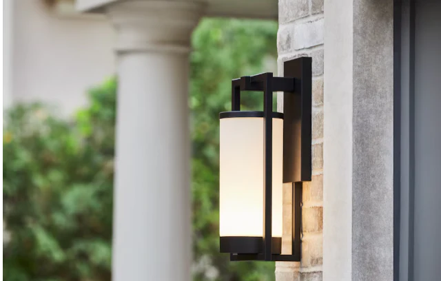 GlucksteinElements Landon 1-Light 17-inch H Integrated LED Outdoor Wall Sconce Light in Black Metal Finish with Frosted Glass (New) - Image 3