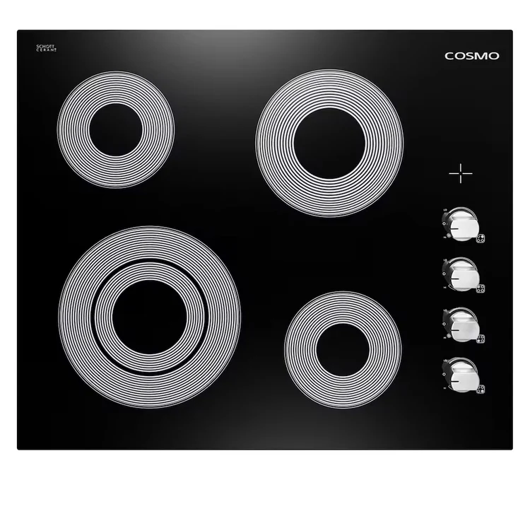 Cosmo 24 in. Electric Ceramic Glass Cooktop with 4 Elements and Control Knobs (New)