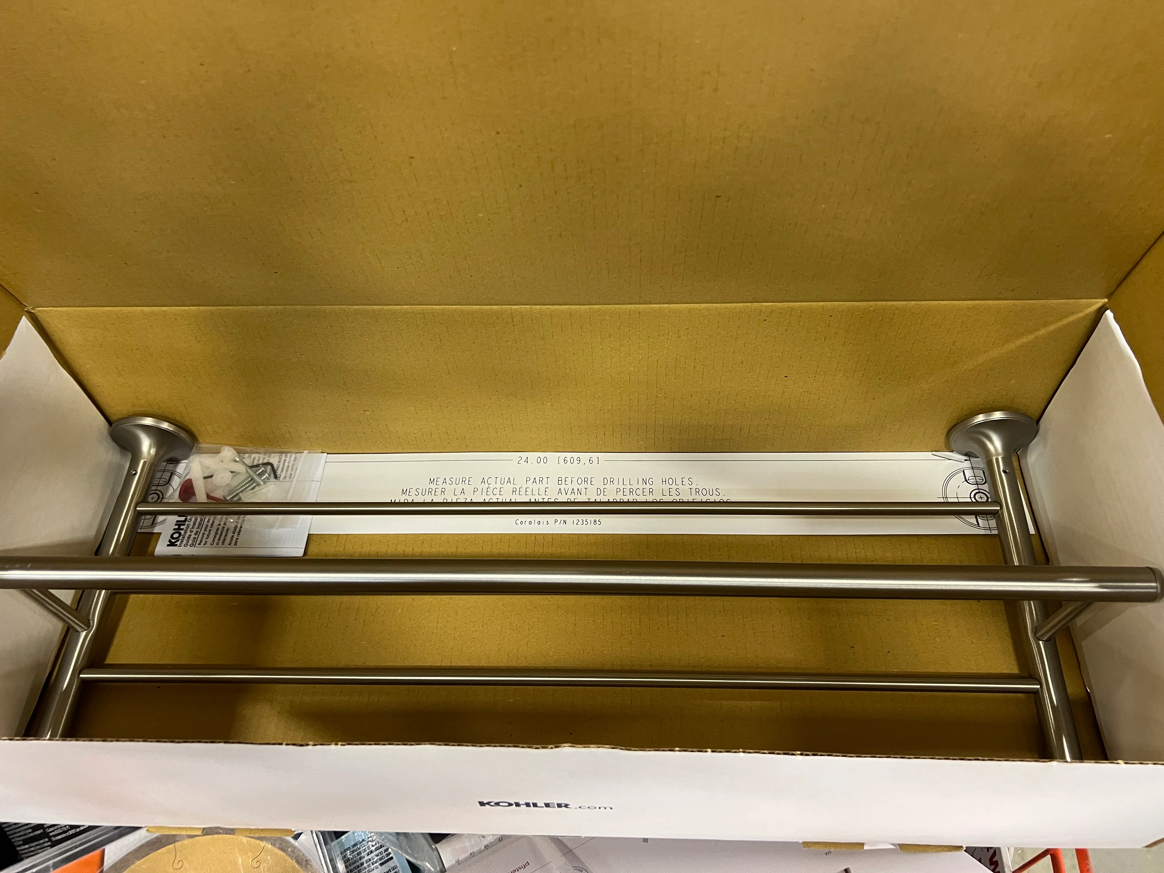 Coralais Hotelier Towel Bar Shelf - Vibrant Brushed Nickel 13448-BN Kohler (new) - Image 2