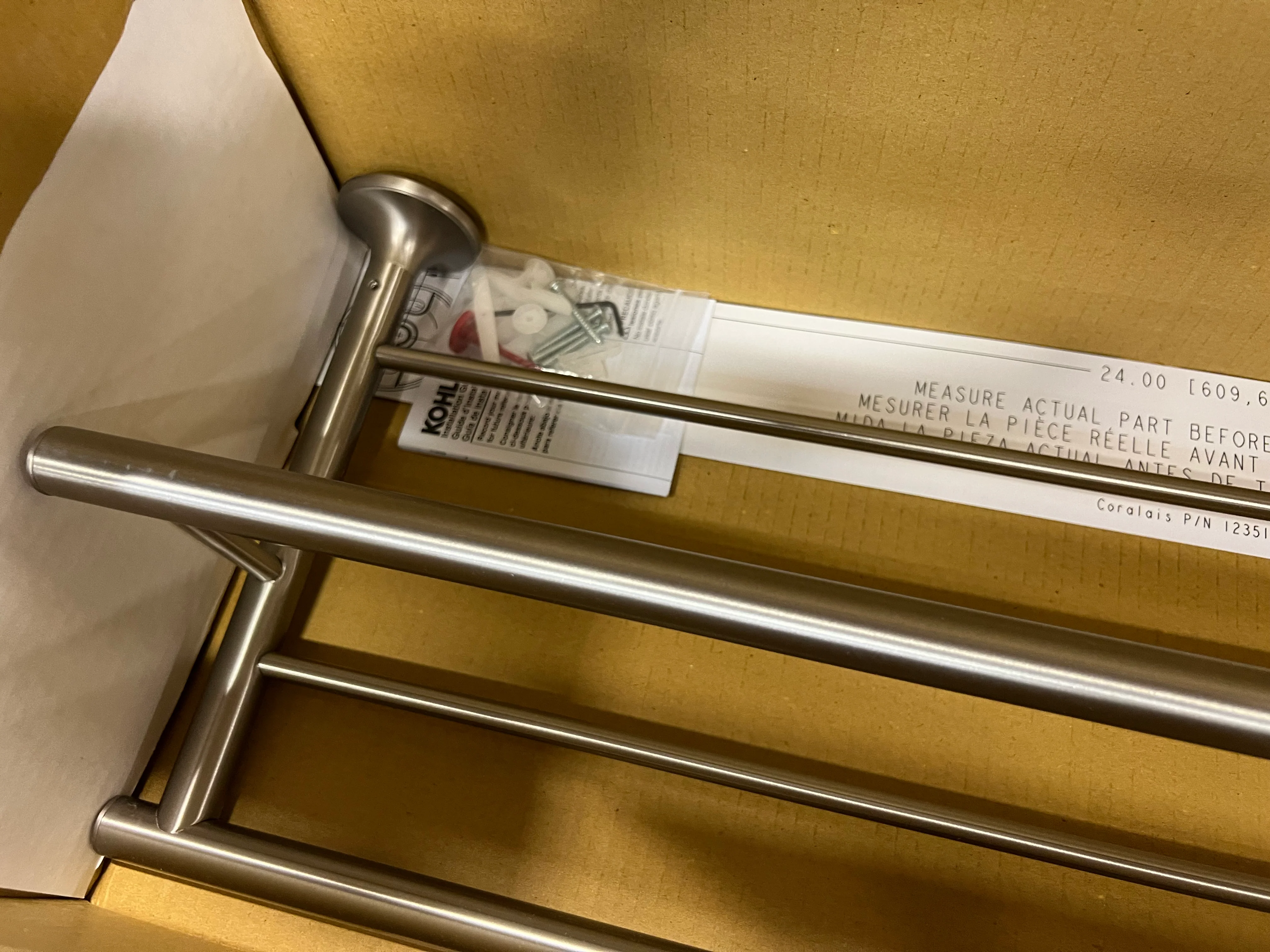 Coralais Hotelier Towel Bar Shelf - Vibrant Brushed Nickel 13448-BN Kohler (new) - Image 3