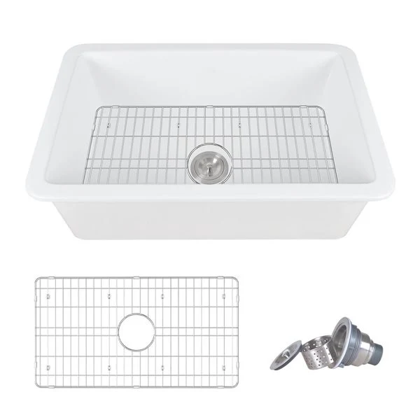 DeerValley Glen White Rectangular Fireclay 32" Single Bowl Drop-In/Undermount Kitchen Sink (New) - Image 2