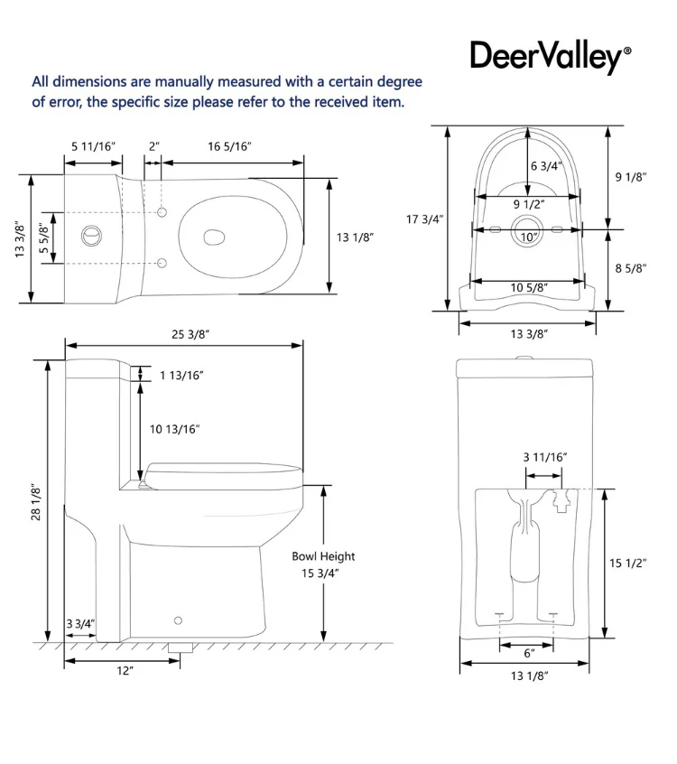 DeerValley Liberty 12 in. Rough In 1-Piece 1.1/1.6 GPF Dual Flush Round Toilet in White (new) - Image 5