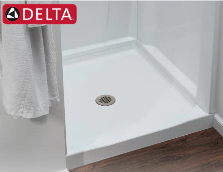Delta Classic 500 36 in. L x 36 in. W Alcove Shower Pan Base with Center Drain in High Gloss White - Image 3
