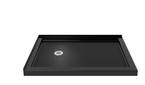 DreamLine SlimLine 37L x36W in. Acrylic Corner Shower Base Pan in Black, Left Drain with SlipGrip Slip-Resistant Technology