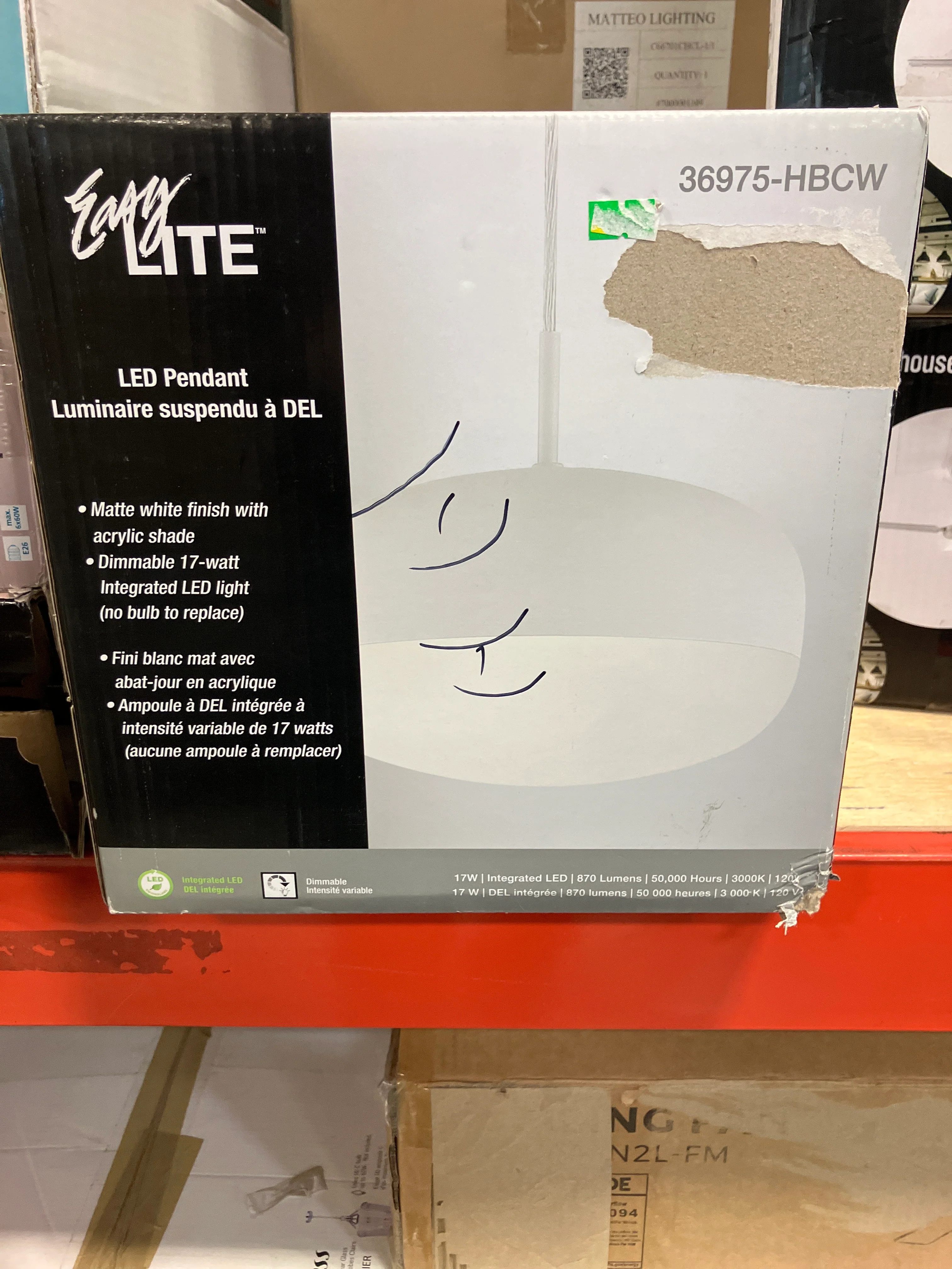 Easylite 1-Light Matte White Integrated LED Pendant (new) - Image 2