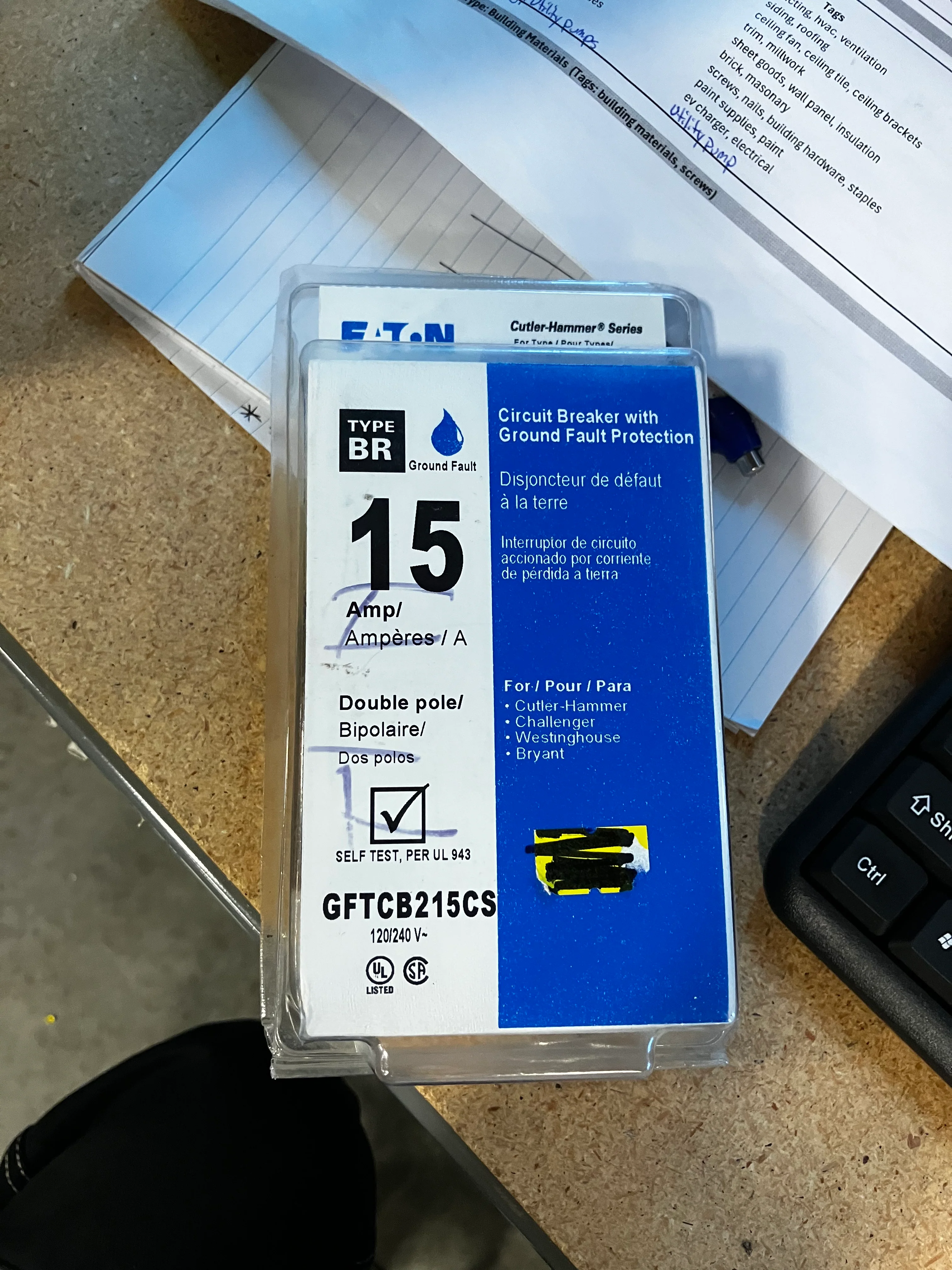 Eaton 15 Amp BR Type 1-Pole GFCI Breaker with Self-Test - Image 2