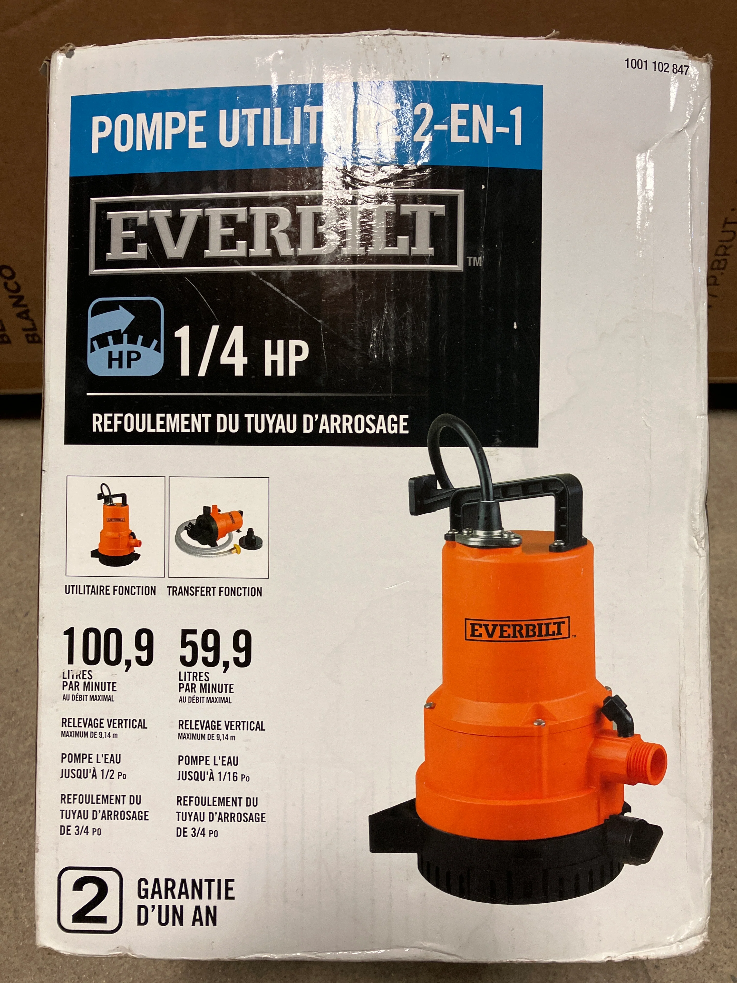 Everbilt 1/4 HP 2-in-1 Utility Pump (Used) - Image 2