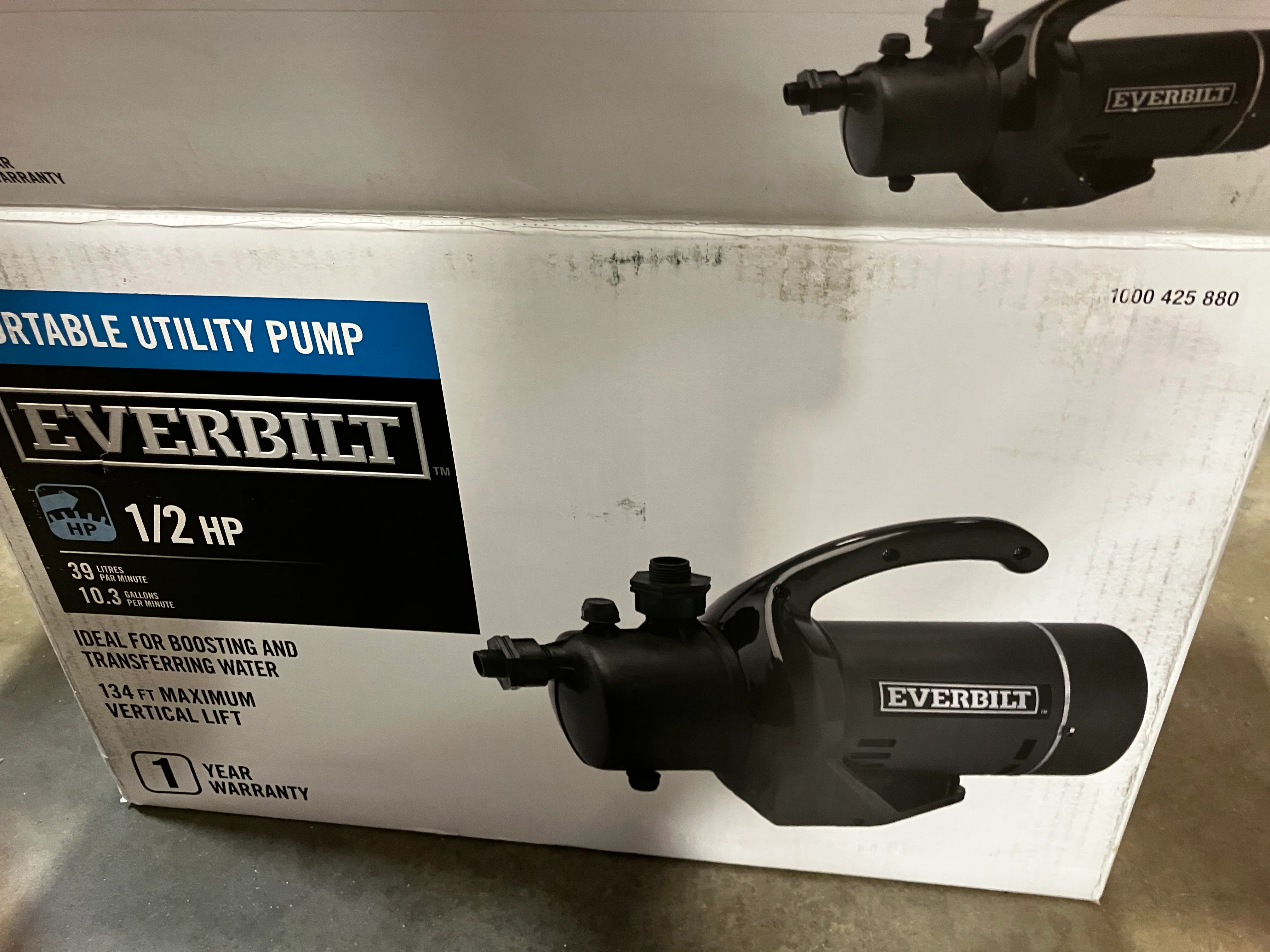Everbilt Portable Utility Pump, 618GPH, 115V (New) - Image 5