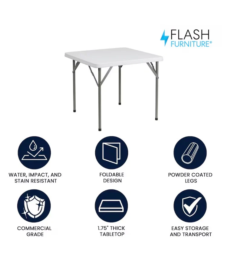 Flash Furniture 34SQ Plastic Fold Table (New) - Image 2