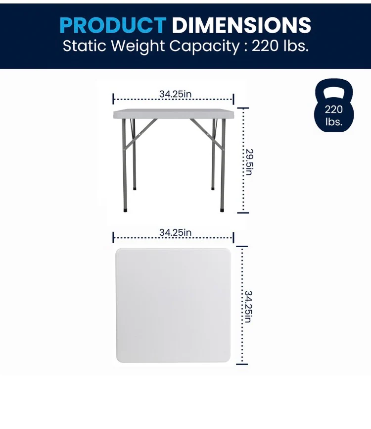 Flash Furniture 34SQ Plastic Fold Table (New) - Image 3