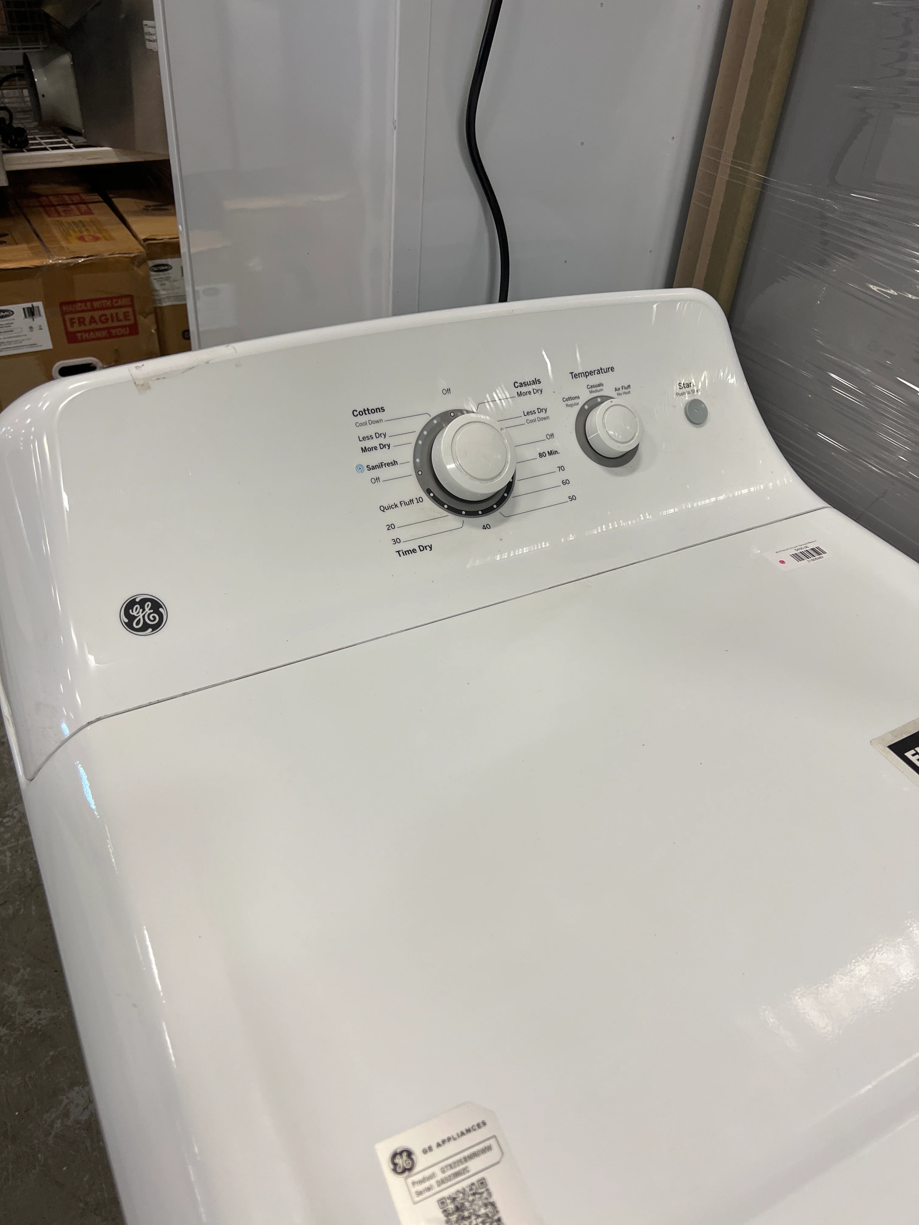GE 27 Inch W, 6.2 cu.ft. Top Load Electric Dryer with SaniFresh Cycle White - Image 5