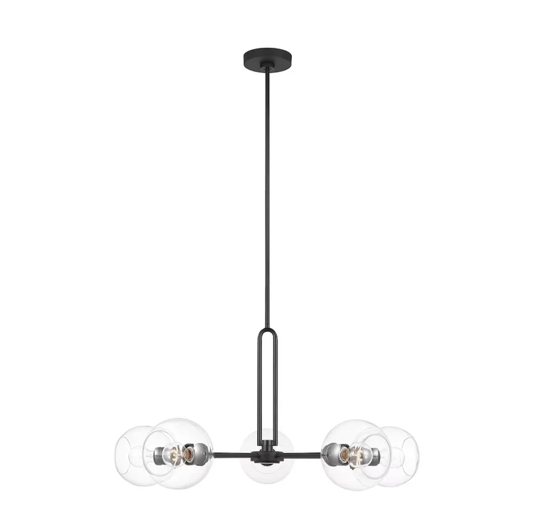Generation Lighting Codyn 5-Light Midnight Black Large Chandelier with Clear Glass Shades