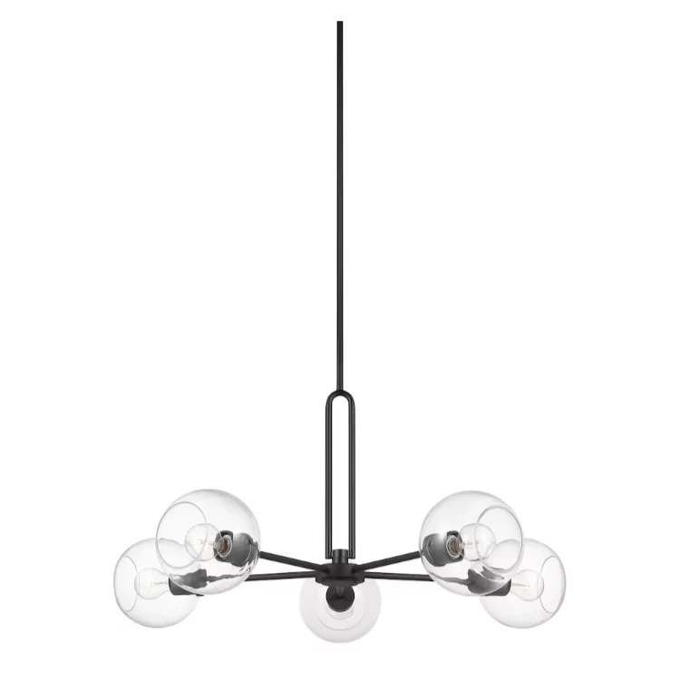 Generation Lighting Codyn 5-Light Midnight Black Large Chandelier with Clear Glass Shades - Image 2