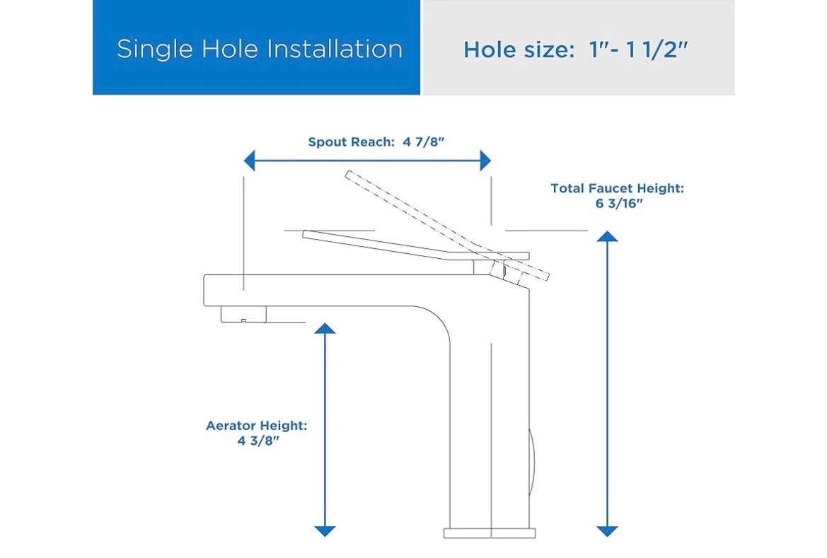 Gerber Avian Single Handle Bathroom Faucet with Metal Touch Down Drain, Chrome (new) - Image 3