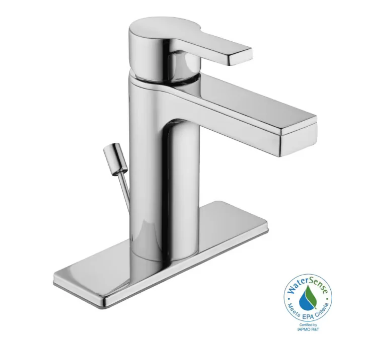 Modern Contemporary 1-Hole 1-Handle Low-Arc Bathroom Faucet in Chrome (NEW)