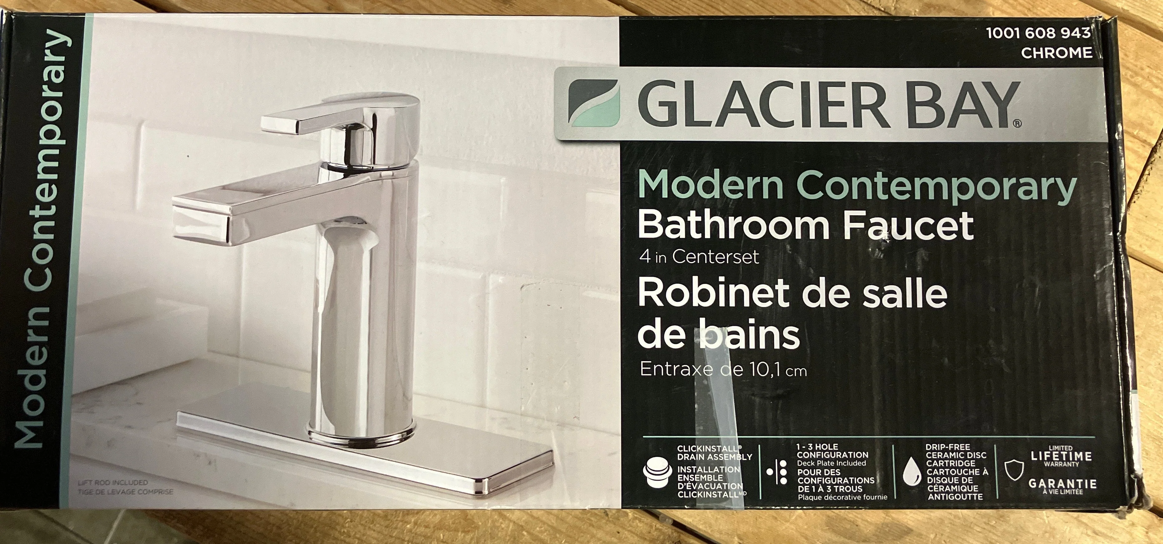 Modern Contemporary 1-Hole 1-Handle Low-Arc Bathroom Faucet in Chrome (NEW) - Image 2