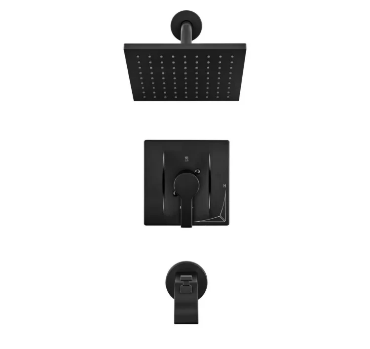 Modern Single-Handle 1-Spray Tub and Shower Faucet in Matte Black, Valve Included (New) - Image 3