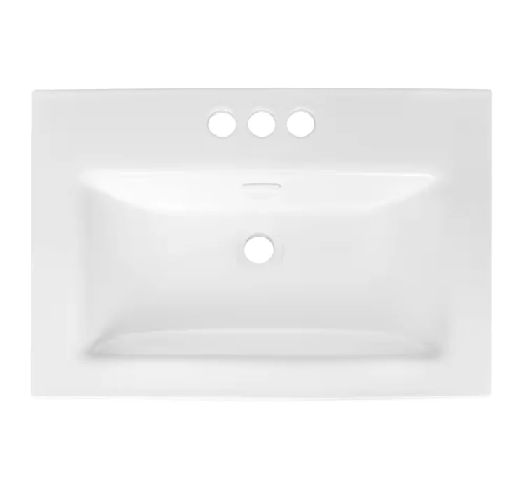 Rectangular Drop-in Sink with 4 inch Center Drilling in White (New) - Image 3