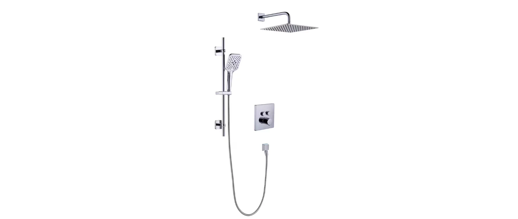 12 in. Square 1-Function & 4 in. 3-Function Raincan Shower System with Slide Bar Kit in Chrome, Valve Included