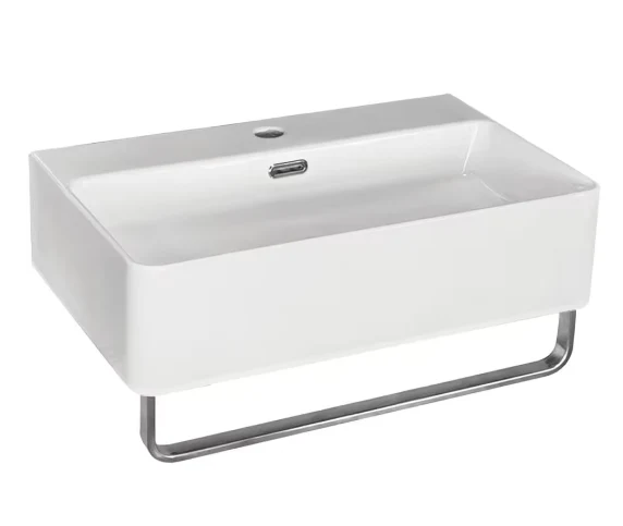Wall Mounted Bathroom Sink in White with Single Faucet Hole