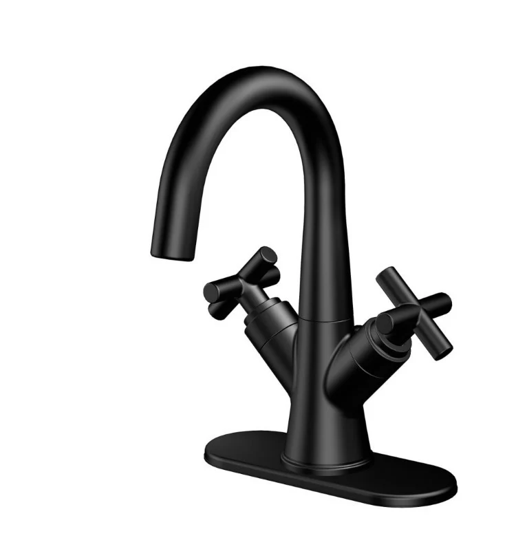Wilmont Centerset (4-inch) 2-Handle High Arc Bathroom Faucet in Matte Black with Cross Handles - Image 3